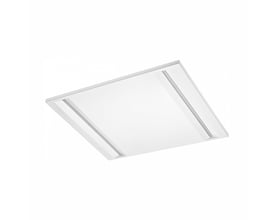 SpectrumLED 60x60 LED-indbygningspanel på 40 W med CCT-lys og hvid kant, set skråt forfra.