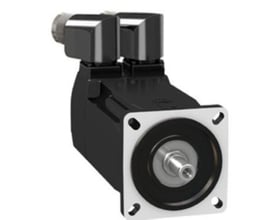 Schneider Electric servomotor 3,4NM IP65 1300W med not, uden bremse, til LXM32D18N4. Ses fra siden med tydelige tilslutningsbokse og monteringsflange.