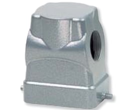 Procon B10 stikhus i pulverlakeret aluminium, 56 mm høj, med M20 side forskruning og langsgående låsebøjle.