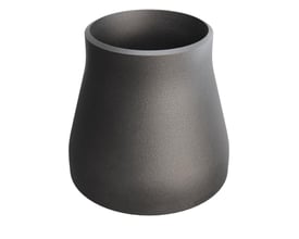 Konisk reduktion i P235GH stål med dimensionerne 108,0/3,6 x 76,1/2,9 mm, vist på hvid baggrund.