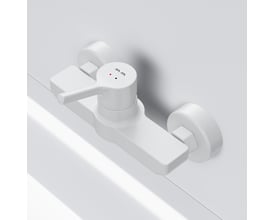 AM.PM X-Joy S brusearmatur i mat hvid messing med 1-grebs betjening monteret på væg.