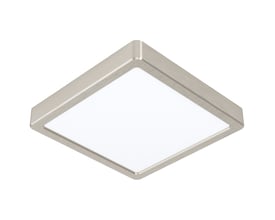 EGLO Fueva-Z loftlampe i grå metal med en firkantet, mat hvid lysflade, måler 210x210 mm.