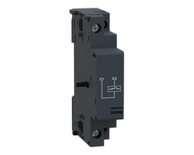 Schneider Electric underspændingsudløser GVAS med 115V 50Hz spænding, vist fra siden med C1 og C2 terminalmarkeringer.