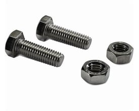 Modul ANTI-SLIP montage sæt med M8 møtrikker og bolte, viser gevinddetaljer på et isoleret hvidt baggrund.