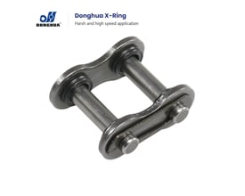 Donghua ANSI 80-1-E fjederled type E til 1-tommes simplex X-ring-rullekæde med metalplader og synlige X-ringe.