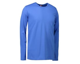 ID Identity langærmet T-shirt i azur blå, størrelse XL, lavet af blød interlock med antipilling-kvalitet og rund hals.