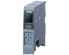 Siemens SIPLUS S7-1500 CPU 1511-1 PN, en grå industriel kontrolenhed med display og betjeningsknapper, isoleret på hvid baggrund.