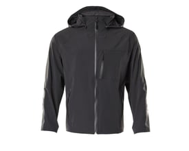 Mascot skaljakke i sort, str L, fremstillet af slidstærkt polyamid/elastan strækstof med åndbar, vind- og vandtæt membran.