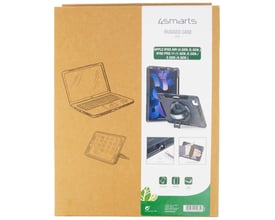 4smarts Rugged Case Grip cover til iPad Air og Pro 11", sort, vist på produktemballage med illustrationer.