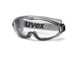 Uvex 9302.285 Ultrasonic helbrille i grå med klar linse og justerbar grå strop med Uvex logo.