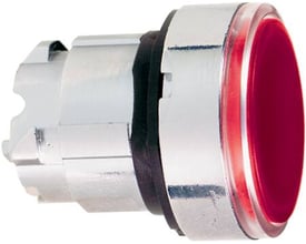 Schneider Electric Harmony Style 4 lampetrykhoved i rød, med en kromdetalje og tilslutningsmekanisme.