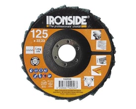 Ironside fin polerrondel på 125 x 22 mm set forfra med synligt centerhul og produktetiket.
