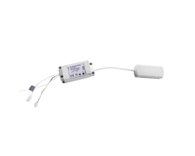 Loevschall Single-White Wi-Fi controller til lys, 80-100W, 12-24V DC, med tilslutningsledninger og en lille hvid senderboks.