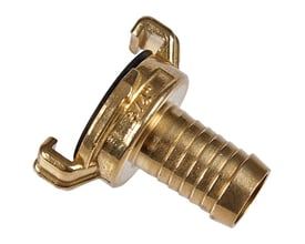GEKA klokobling i messing med 1/2" slangestuds og 40 mm bendiameter, isoleret på hvid baggrund.