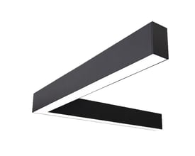 SG Armaturen Lineal hjørnearmatur i sort aluminium med integreret LED lys, 3000K, Dali-dæmpbar, 642 mm langt.