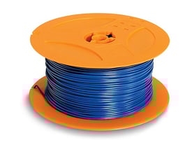 Blå installationsledning H07V-K 1X35 på en orange kabeltromle, velegnet til apparater og tavler.