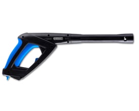 Nilfisk spulehåndtag G5 Softgrip i sort og blå, med logo og på hvid baggrund.