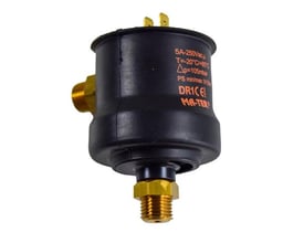 Clint difftrykspressostat DR-1C MA-TER, 105 mbar, med sort hus, messinggevind og elektriske terminaler.