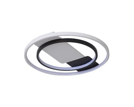 V-TAC loftlampe i hvid og sort med dekorativt ringdesign, 505x50mm, 36W LED.