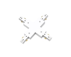 Hvidt Philips EasyLink X-stik set skråt ovenfra, med fire tilslutninger til lysskinner i et kryds.