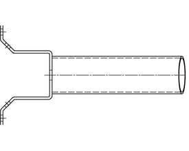 Teknisk tegning af vægarm til hjørne med 200 mm udlæg, vist i silhuet på hvid baggrund.