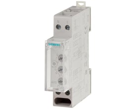 Siemens 7LF6 trappeautomat i grå plast med klar beskyttelseslåg, viser indstillinger for tid og funktion.