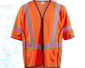 Mascot trafikvest i fluorescerende orange, klasse 3, med gennemgående lynlås og reflekser.