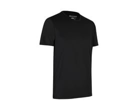 GEYSER Interlock T-shirt G21040 essential i sort, str. XL, vist frontalt med fokus på den ensfarvede sorte overflade.