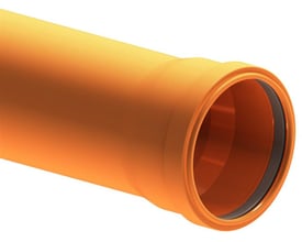 Uponor PP-kloakrør, 160 × 1000 mm og SN8, med glat orange overflade og åben muffe med synlig tætningsring.