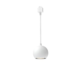 Hvid Philips EasyLink Colby-pendel med rund lampeskærm, flettet ledning og tilslutning til skinnesystem.