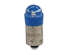 Omron A22NZ trykknap tilbehør med en blå LED-lampe og metalfatning, 24 VAC/DC.