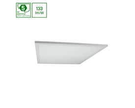 SpectrumLED Algine Duo 2-i-1 panel, 600x600mm, med 5 års garanti og 133 lm/W, vist fra en vinkel på hvid baggrund.