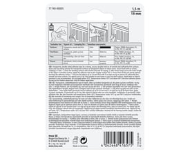 Emballage til Tesa Powerbond monteringstape, viser rullen og specifikationer for usynlig montering.