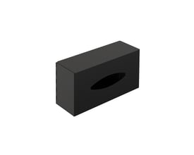 Cosmic Architect S+ papirdispenser i mat sort, viser det ovale aftræk og dens minimalistiske design på hvid baggrund.