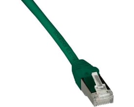Lauritz Knudsen patchkabel, Kat.6A S/FTP, 1 meter, grøn LSZH kappe med synlig tekst.