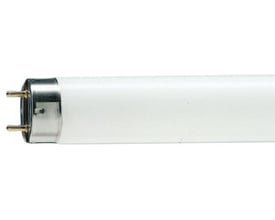 Philips MASTER TL-D Super 80 lysstofrør på 36 W med G13-sokkel, vist vandret med stifterne synlige.