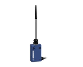 Telemecanique Sensors miniature-endestopkontakt XCMH2107L2 med blåt hus, fjederhåndtag og kabel.
