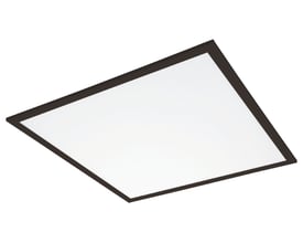 SG Armaturen Sense Pro Panel 600x600 mm i sort aluminium med en opalprismatisk afskærmning, der udsender hvidt lys på 4000K.