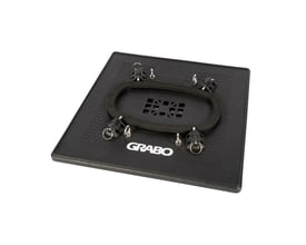 Grabo High Flow sugesål, 40 x 40 cm, vist med løftehåndtag og ringe til fastgørelse på en hvid baggrund.