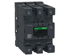 Schneider Electric TeSys Deca Advanced kontaktor, 3-polet, mærket LC1D115A, med 24-60V AC/DC spole og EverLink-tilslutning.