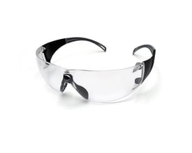 Activewear 4140 Flow sikkerhedsbrille med klar linse, sorte stænger og næsepuder, set skråt forfra.
