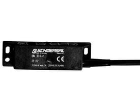 Schmersal Magnetaftaster BN 310-RZ, et berøringsfrit Reed kontakt med fladt design og kabel, måler 88x25x13 mm.