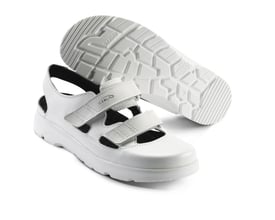 Sika Footwear Sandal 173105 Optimax i hvid, str. 46, med dobbelt velcrolukning og hvid ydersål.