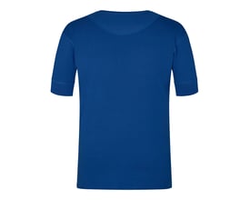 Bagside af Engel T-shirt i blå, størrelse XS, med korte ærmer og rund halsudskæring.