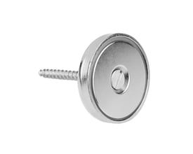 Diesella ferrit pottemagnet Ø40 mm med solid gevindbøsning, vist fra siden med skruegevindet synligt.