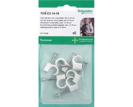 Schneider Electric Thorsman skrueclips TCS-C3, hvid, til 14-18 mm runde kabler, pakke med 6 stk.