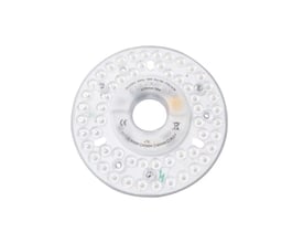 LEDlife 18W LED indsats med linser, ø13cm, viser undersiden med mærkning for 230V, RA80 og 3000K/4000K/6000K CCT.