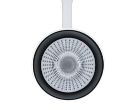 Frontvisning af THORNeco LUCA 3-fasede skinnespot i hvid aluminium med 38° spredning og 3000K LED-lys.