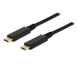 Sort DeLOCK USB 2.0 USB-C til USB-C-kabel på 3 meter med begge stik synlige, E-Marker og op til 5 A.
