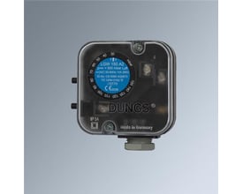 Pressostat Dungs LGW 50A2, 250-5000 PA med tydelig mærkat og trykskala fra 0 til 150 mbar.